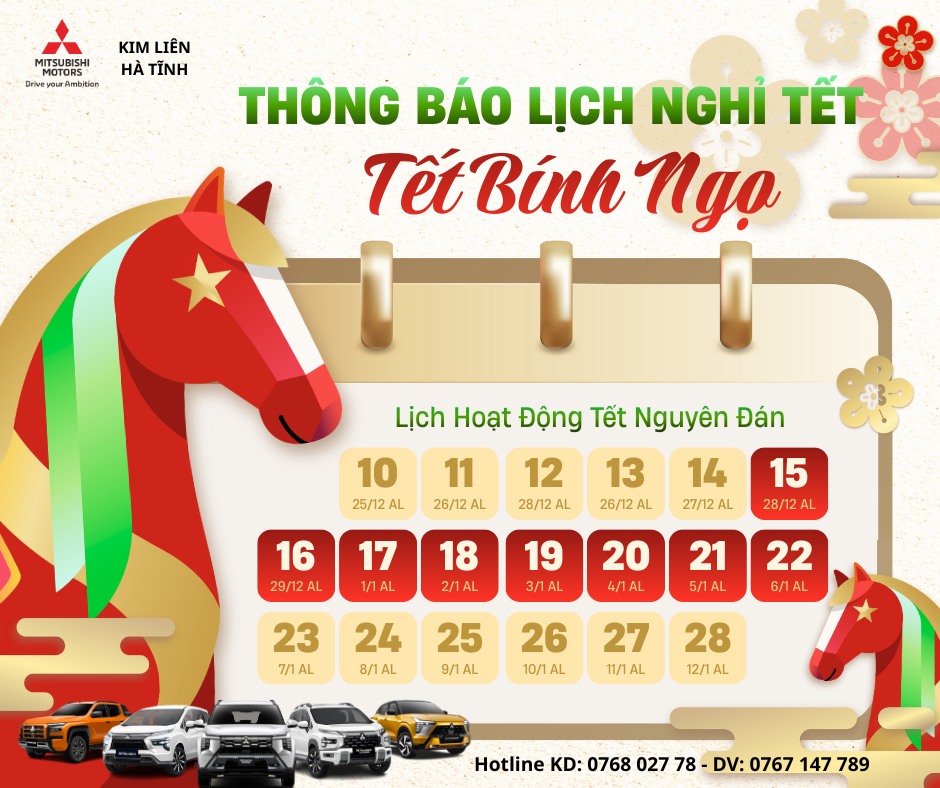 THÔNG BÁO LỊCH NGHỈ TẾT NGUYÊN ĐÁN BÍNH NGỌ 2026