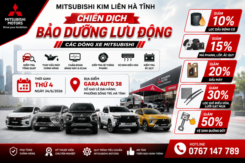 MITSUBISHI KIM LIÊN HÀ TĨNH TRIỂN KHAI CHIẾN DỊCH BẢO DƯỠNG LƯU ĐỘNG TẠI KỲ ANH HÀ TĨNH