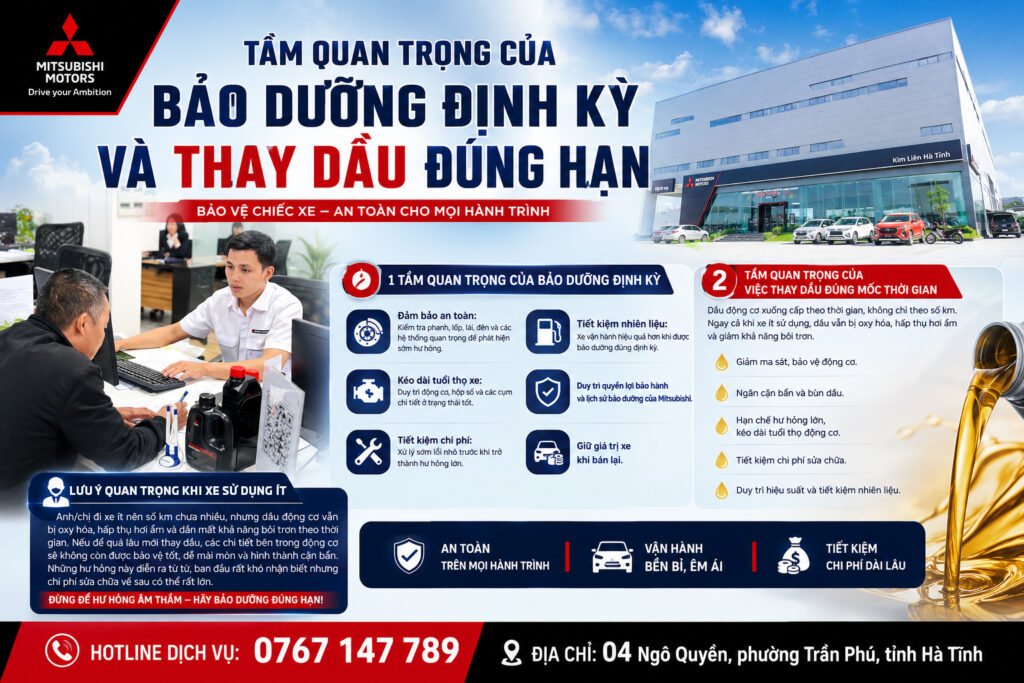 Tầm Quan Trọng Của Bảo Dưỡng Định Kỳ Và Thay Dầu Đúng Hạn Cho Xe Mitsubishi